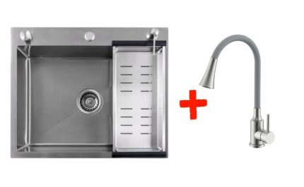 Мойка кухонная Futur FK 6050 Eco Embossing Pop-up  Satin Mixer plus Splenka S201.4307.05