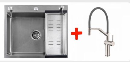 Мойка кухонная Futur FK 6050 Eco Embossing Pop-up  Satin Mixer plus RAGLO R20.41.05